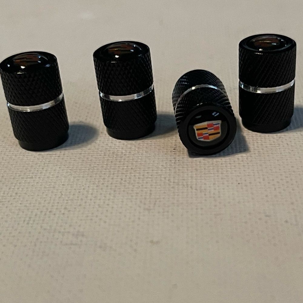 Cadillac Valve Stem Caps in Black set of 4 NWT